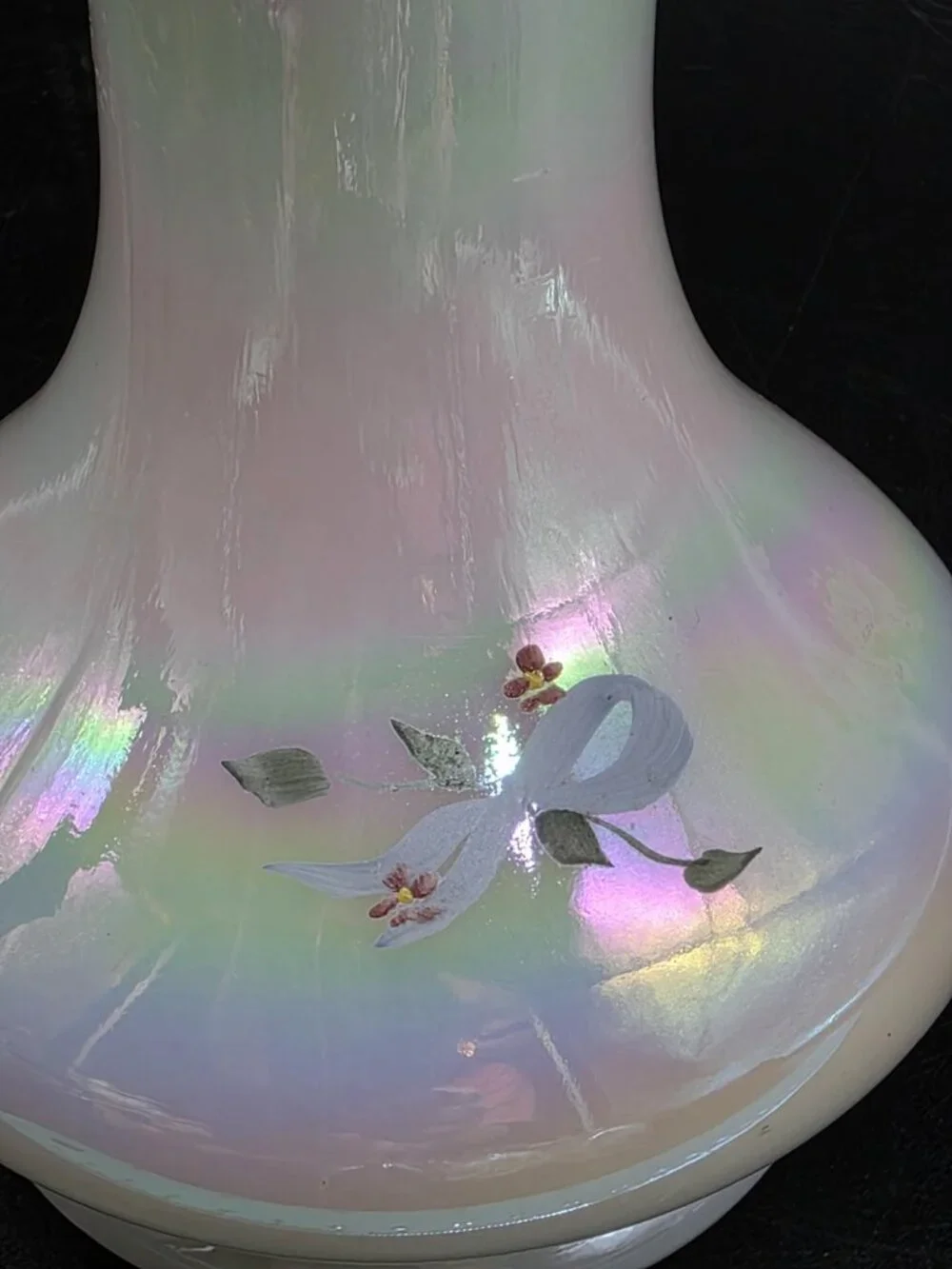Vintage Fenton White Iridescent Jack in the Pulpit Ruffled Vase Signed, Numbered